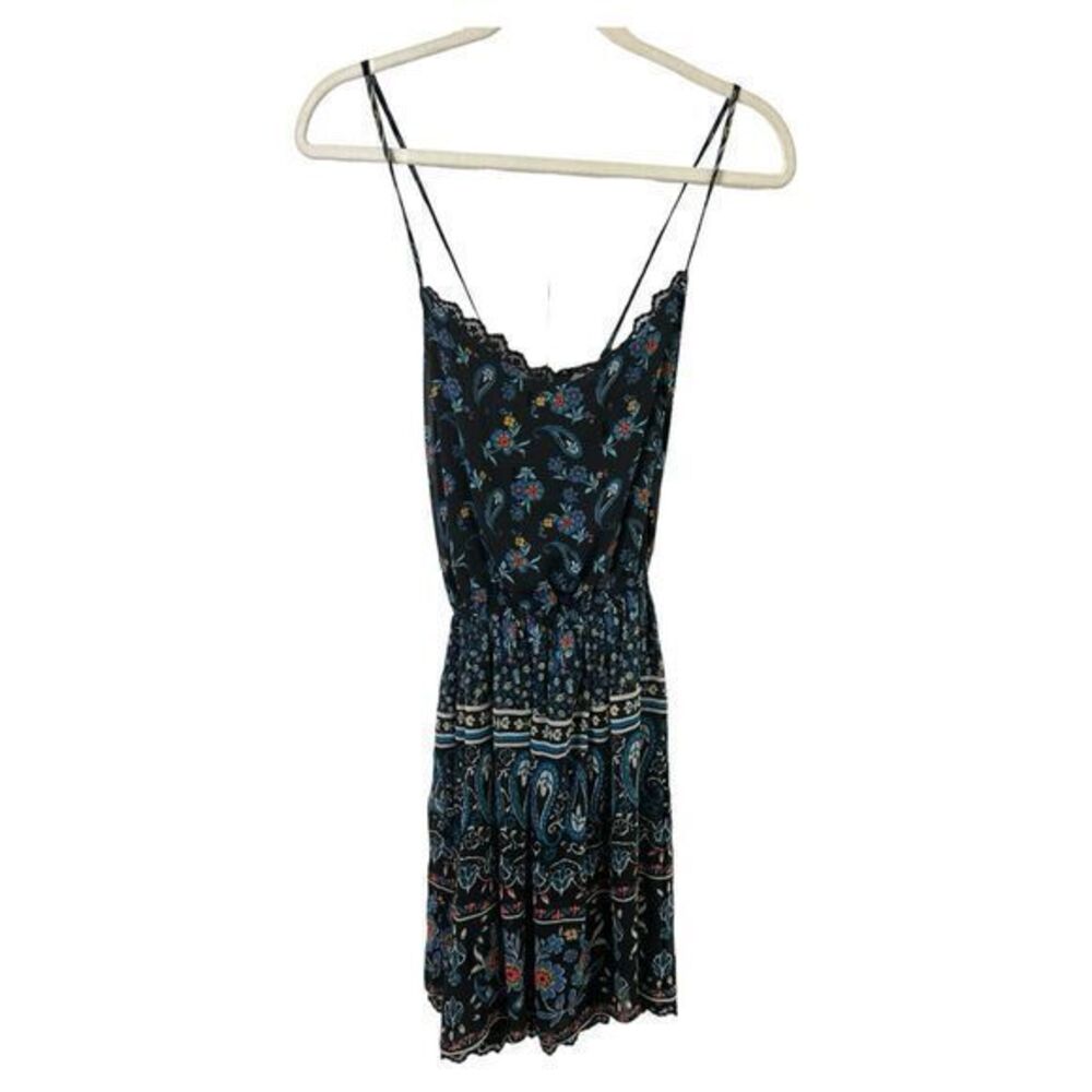 Hollister Dress Womens Medium Floral Paisley Open Crossed Back Mini Lined Lace